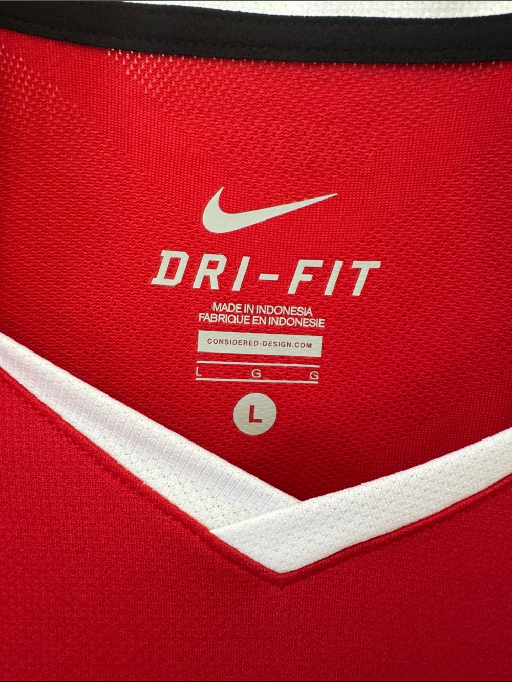 Nike Red and White Soccer Jersey with AON Sponsor - Picture 9 of 9
